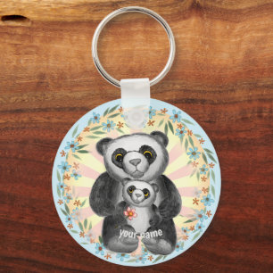 Mamma Panda Bear Kärlek anpassningsbar-nyckelkedja Nyckelring