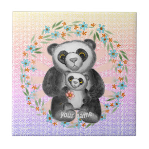 Mamma Panda Bear Kärlek Kakelplatta