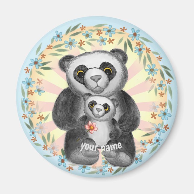 Mamma Panda Bear Kärlek magnet (Framsidan)