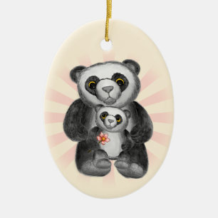 Mamma Panda Björn Kärlek Julgransprydnad Keramik