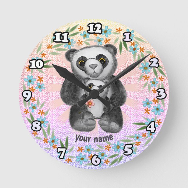 Mamma Panda Björn Kärlek klocka  (Framsida)