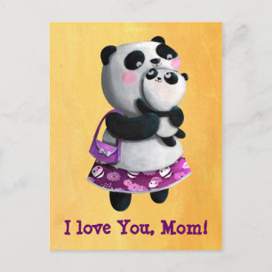 Mamma Panda med hennes barn Vykort