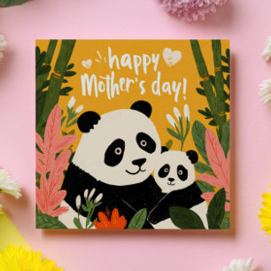 Mamma Panda & unge Djärvt Nyckfull Glad mors dag Anteckningskort