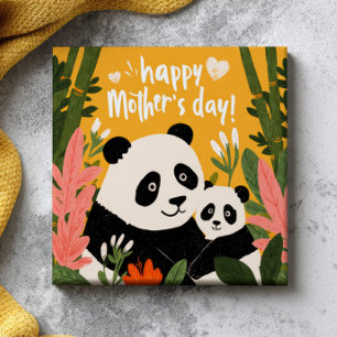 Mamma Panda & unge Söt vilda natur God mors dag Kakelplatta
