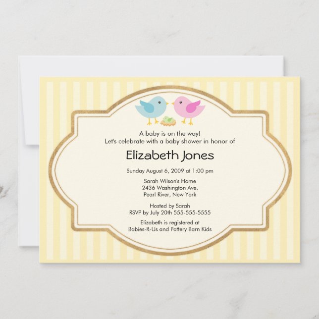 Mamma & Pappa Bird & Baby Bird Baby Shower Inbjudningar (Framsida)