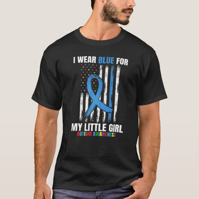 Mamma Pappa Blå För Liten Flickas Dotter Autism Me T Shirt (Framsida)