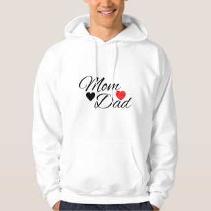 Mamma & Pappa Hjärtan - Elegant typografi Familjek Hoodie