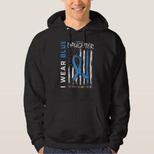 Mamma Pappa I Bära Blue för min dotter Autism Awar Hoodie