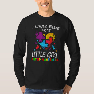 Mamma Pappa I Bära Blue Little Girl Daughs Autism T Shirt