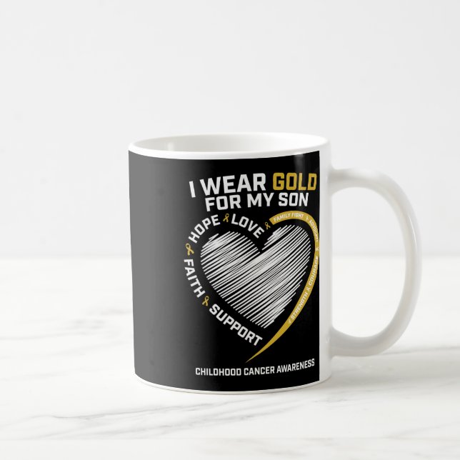 Mamma Pappa I Bära Guld för min son-barncancerfåge Kaffemugg (Höger)