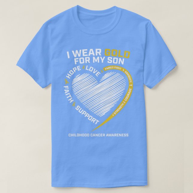 Mamma Pappa I Bära Guld för min son-barncancerfåge T Shirt (Design framsida)