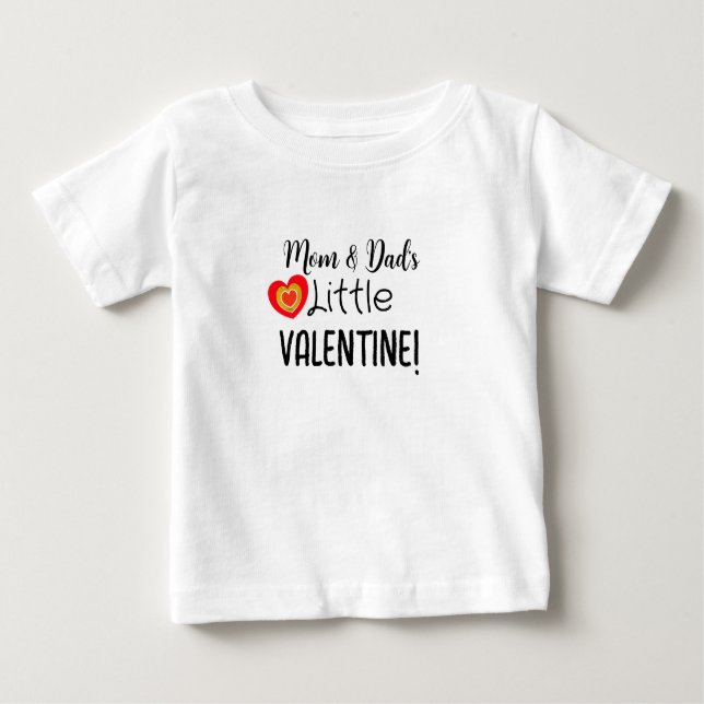 Mamma & Pappa Little Valentine Cute Heart T Shirt (Framsida)