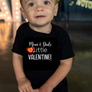 Mamma & Pappa Little Valentine Cute Red Guld Heart T Shirt