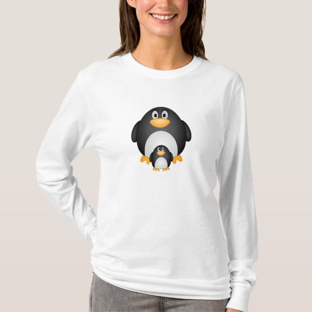 Mamma-/pappa- och bebispingvin tee (Framsida)