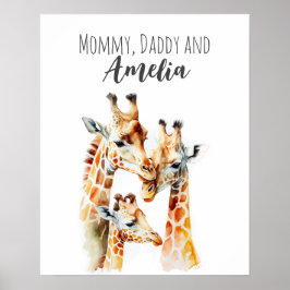 Mamma, pappa och mig | Giraffe | Djurskött konst Poster