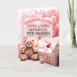 Mamma pappa Rosa Nyfödd bebis Grattisar Kort