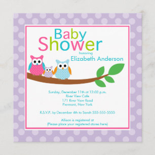 Mamma- & pappaugglor med baby shower för inbjudningar