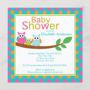 Mamma- & pappaugglor med baby shower för inbjudningar