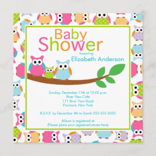 Mamma- & pappaugglor med babyugglababy shower inbjudningar