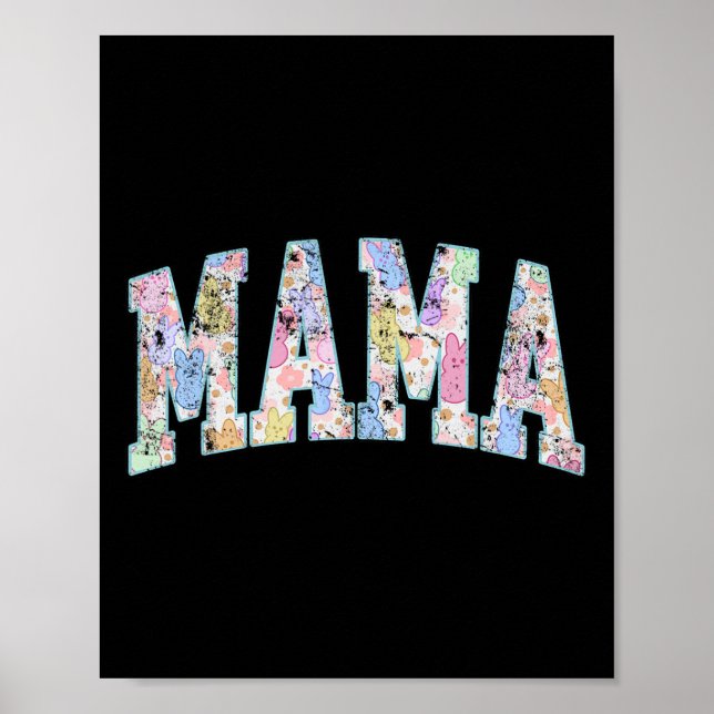Mamma Påsk Retro Varsity Big Brev Colorful cut Poster (Framsidan)