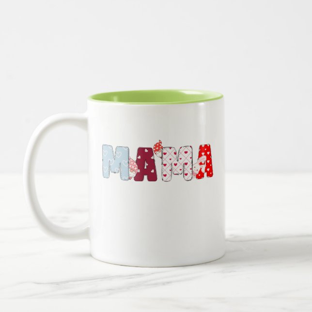 Mamma Patchwork Mugg - Cute Colorful Heart Design (Vänster)