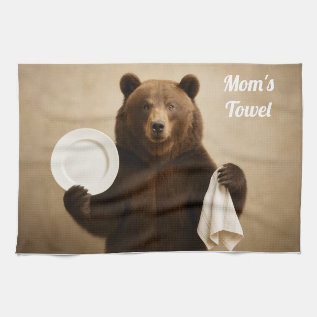 Mamma Personlig Bear Kitchen Towel Kökshandduk (Horisontell)