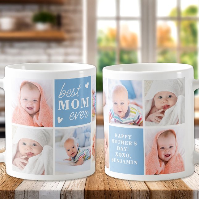 MAMMA Personlig Cute Mors dag 8 Fotokollage Kaffemugg (Skapare uppladdad)