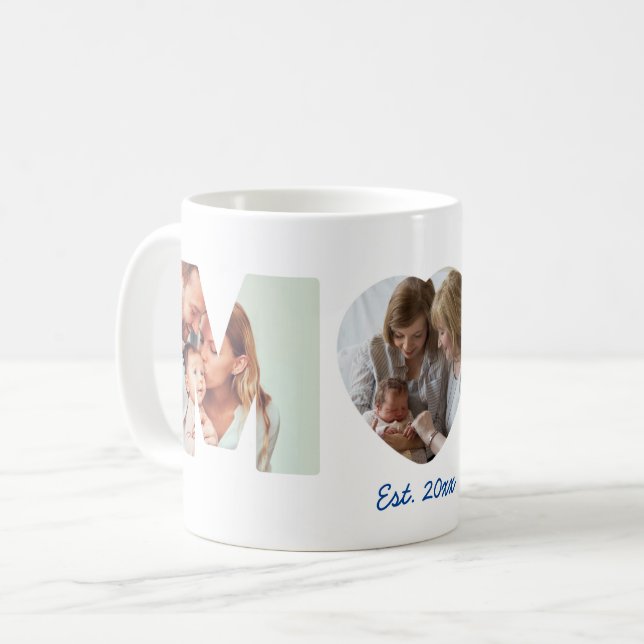 MAMMA Photo Brev Est. Första gången Mor Kaffemugg (Framsida vänster)