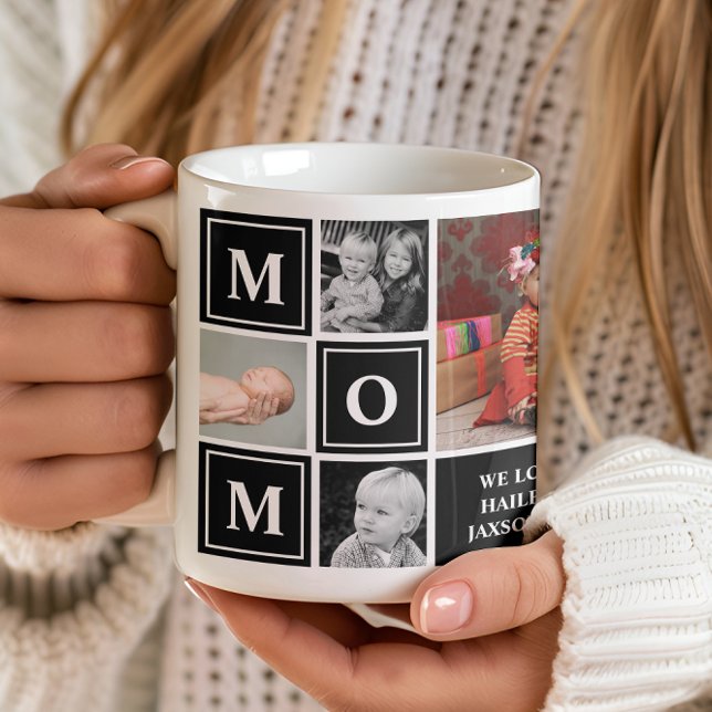 Mamma Photo Collage Black Mors dag-kaffe Kaffemugg (Skapare uppladdad)