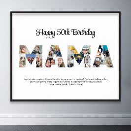 Mamma Photo Collage Brev Cutout Mamma Birthday Poster