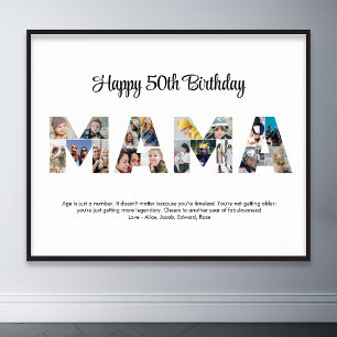 Mamma Photo Collage Brev Cutout Mamma Birthday Poster
