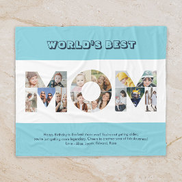 Mamma Photo Collage Cutout Mors dag Birthday Fleecefilt