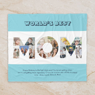 Mamma Photo Collage Cutout Mors dag Birthday Fleecefilt
