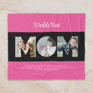 Mamma Photo Collage Cutout Mors dag Birthday Fleecefilt