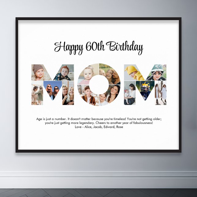 Mamma Photo Collage Cutout Mors dag Birthday Poster (mom photo collage poster)