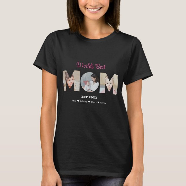 Mamma Photo Collage Cutout Mors dag Birthday T Shirt (Framsida)