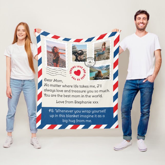 Mamma Photo Collage Handskriftlig Brev Hug Fleecefilt (På plats)