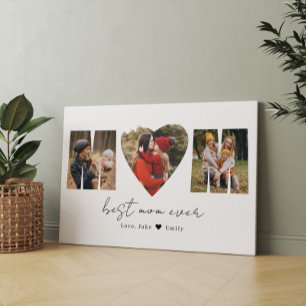 Mamma Photo Collage Heart Photo Mors dag Canvas