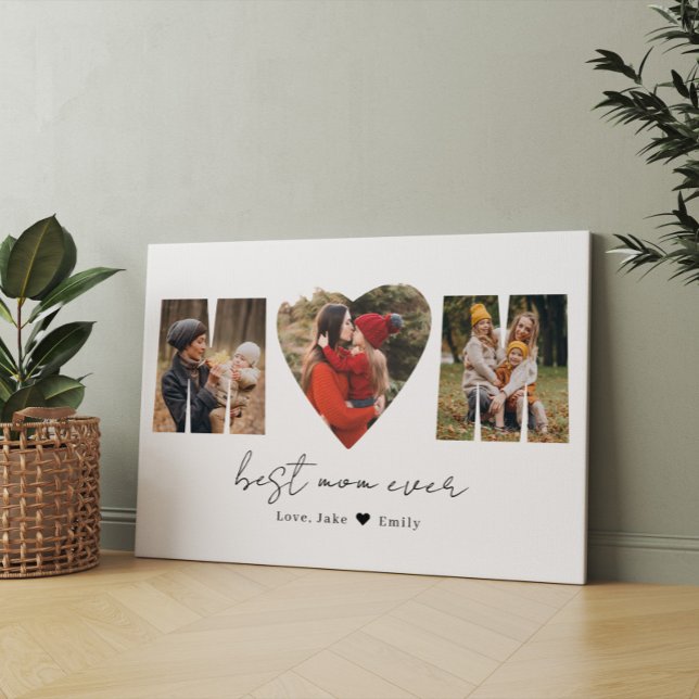 Mamma Photo Collage Heart Photo Mors dag Canvas (Skapare uppladdad)