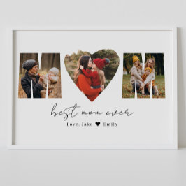 Mamma Photo Collage Heart Photo Mors dag Poster