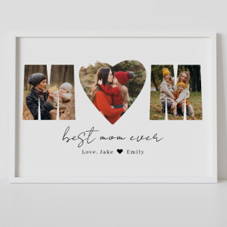 Mamma Photo Collage Heart Photo Mors dag Poster