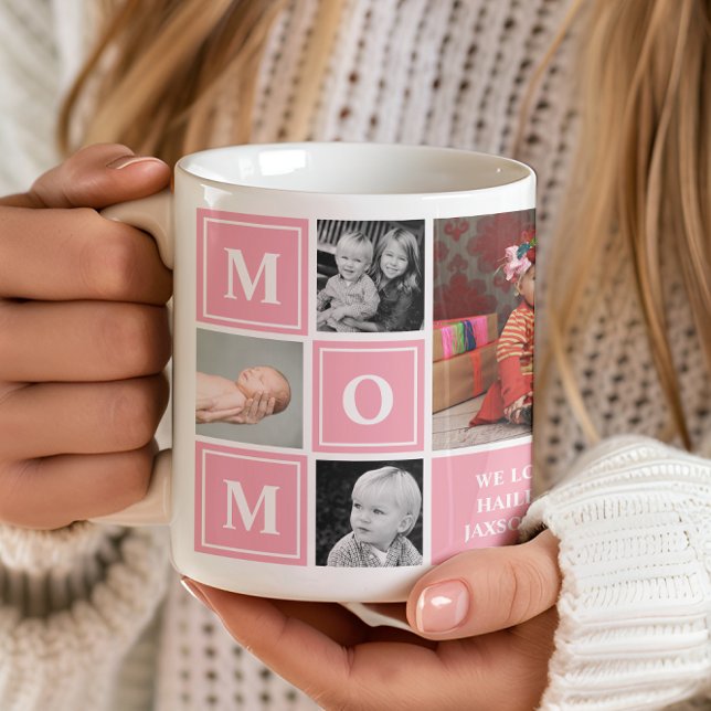 Mamma Photo Collage Rosa Mors dag Kaffemugg (Skapare uppladdad)