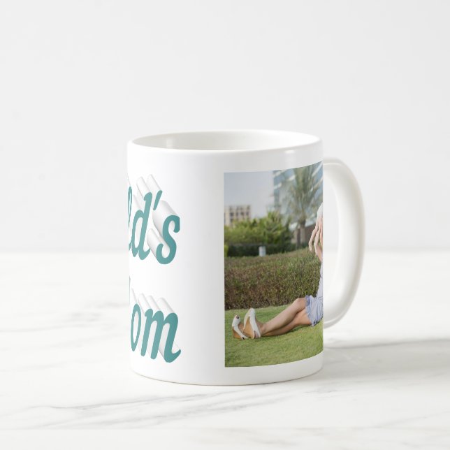 Mamma Photo grönt text Kaffe Mugg (Framsida höger)