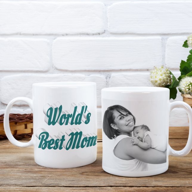 Mamma Photo grönt typography Mors dag Jumbo Mugg (Skapare uppladdad)