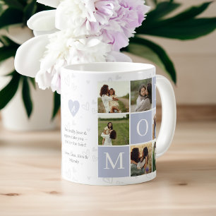 Mamma Photo Square Gird Monogram & Personlig Kaffemugg