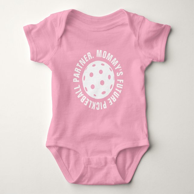 Mamma pickleball partner baby bodykostdräkt t shirt (Framsida)