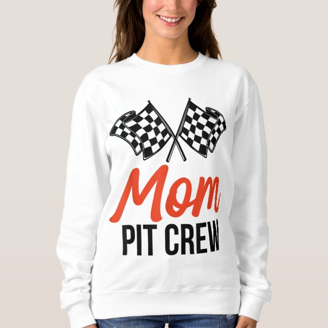 Mamma Pit Crew Funny Hosting Car Tävling Födelseda T Shirt (Framsida)
