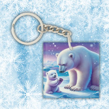 Mamma Polar Bear med Unge |