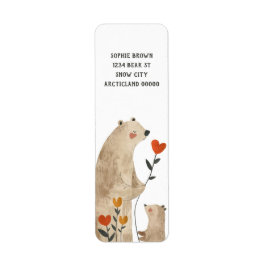 Mamma Polar Bear & Unge Cute Returadress Returadress Etikett