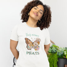 Mamma Prays Christian Retro Blommigt Butterfly